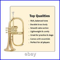 BB FlugelHorn 3 valve Brass With Hard Case and Mouthpiece