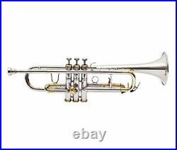 BEST PRICE DEAL Trumpet instrument CHROME BRASS Finish Bb Hard Case+ MP BRS