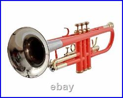 BRAND NEW ORANGE BRASS NICKEL Bb FLAT Trumpet Free Case+MOUTHPIECE