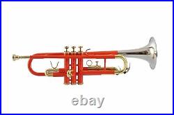BRAND NEW ORANGE BRASS NICKEL Bb FLAT Trumpet Free Case+MOUTHPIECE