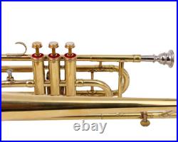 BRASS FINISH Bb FLAT-VALVE TRUMBONE-FREE HARD/CASE+TROMBONE