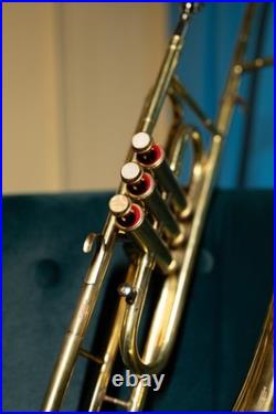 BRASS FINISH Bb FLAT-VALVE TRUMBONE-FREE HARD/CASE+TROMBONE
