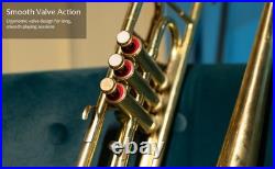 BRASS FINISH Bb FLAT-VALVE TRUMBONE-FREE HARD/CASE+TROMBONE