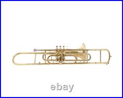 BRASS FINISH Bb FLAT-VALVE TRUMBONE-FREE HARD/CASE+TROMBONE CHRISTMAS SALE