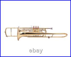 BRASS FINISH Bb FLAT-VALVE TRUMBONE-FREE HARD/CASE+TROMBONE CHRISTMAS SALE