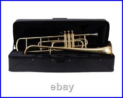 BRASS FINISH Bb FLAT-VALVE TRUMBONE-FREE HARD/CASE+TROMBONE CHRISTMAS SALE