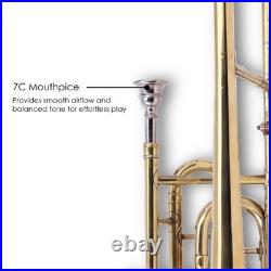BRASS FINISH Bb FLAT-VALVE TRUMBONE-FREE HARD/CASE+TROMBONE CHRISTMAS SALE