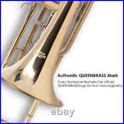 BRASS FINISH Bb FLAT-VALVE TRUMBONE-FREE HARD/CASE+TROMBONE CHRISTMAS SALE