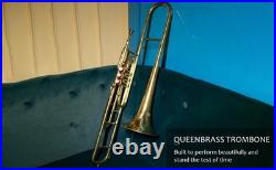 BRASS FINISH Bb FLAT-VALVE TRUMBONE-FREE HARD/CASE+TROMBONE CHRISTMAS SALE