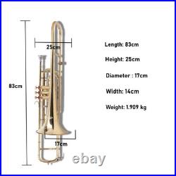 BRASS FINISH Bb FLAT-VALVE TRUMBONE-FREE HARD/CASE+TROMBONE CHRISTMAS SALE