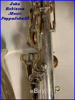 BUESCHER 400 Eb BARI SAX Baritone Saxophone RESTORED Orig Silver Finish 1976