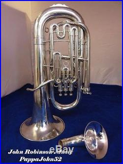 BUESCHER DOUBLE BELL Euphonium Baritone horn RESTORED Orig silver finish 1929