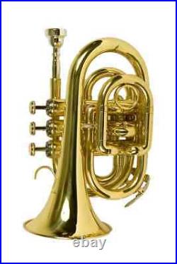 B U. S. A. WTR-PK-LQ Pocket Trumpet Lacquer Gold Color