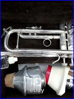 Bach Stradivarius Trumpet Model 37 silver plated 3C & E17 Mouthpiece & Mutes