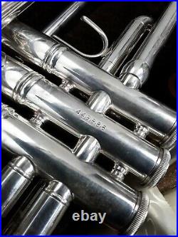 Bach Stradivarius Trumpet Model 37 silver plated 3C & E17 Mouthpiece & Mutes