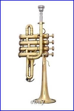 Bb/A PICCOLO TRUMPET BRAND NEW BRASS FINISH+FREE HARD CASE Superb Instrument