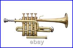 Bb/A PICCOLO TRUMPET BRAND NEW BRASS FINISH+FREE HARD CASE Superb Instrument