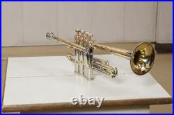 Bb/A Piccolo Trumpet Handmade Brass & Silver Look Suitable for Adult Students