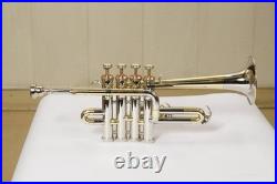 Bb/A Piccolo Trumpet Handmade Brass & Silver Look Suitable for Adult Students
