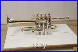 Bb/A Piccolo Trumpet Handmade Brass & Silver Look Suitable for Adult Students