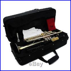 Bb Beginner Trumpet in Gold +Care Kit+Case+Mouthpiece+Gloves Y4J1