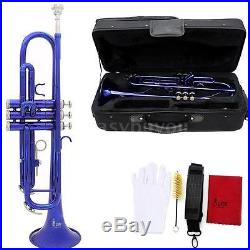 Bb Beginner Trumpet in Gold Silver Black Blue Purple Red+Care Kit M9V4