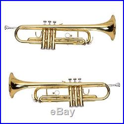 Bb Beginner Trumpet in Gold Silver Black Blue Purple or Red +Care Kit