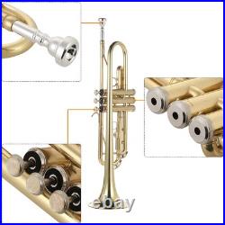 Bb Flat Trumpet Brass Gold-painted Intermediate Concert School Band Trumpet KDFH