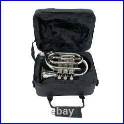 Bb Pocket Trumpet Brass Pocket Trumpet B Flat, 7C Mouthpiece, Complete Kit