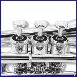 Bb Pocket Trumpet Brass Pocket Trumpet B Flat, 7C Mouthpiece, Complete Kit