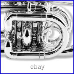 Bb Pocket Trumpet Brass Pocket Trumpet B Flat, 7C Mouthpiece, Complete Kit