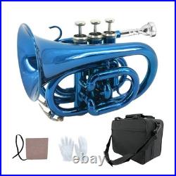 Bb Pocket Trumpet with Case, Mouthpiece, Cleaning Cloth Brass Musical Instruments