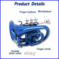 Bb Pocket Trumpet with Case, Mouthpiece, Cleaning Cloth Brass Musical Instruments