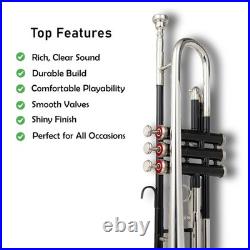 Bb Standard Trumpet BLACK CHROME Finish Valves with Case and Mouthpiece