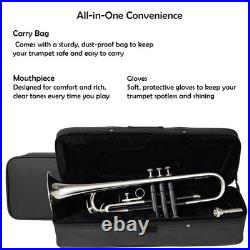 Bb Standard Trumpet BLACK CHROME Finish Valves with Case and Mouthpiece