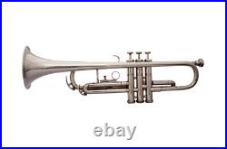 Bb TRUMPET FABULOUS QUALITY SOUND SILVER FLAT TRUMPET WITH FREE CASE MOUTHPIECE