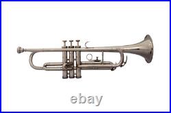 Bb TRUMPET FABULOUS QUALITY SOUND SILVER FLAT TRUMPET WITH FREE CASE MOUTHPIECE