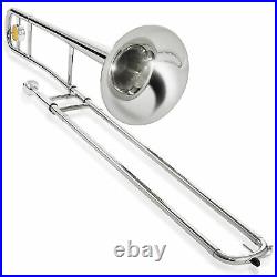 Bb Tenor Slide Trombone, Brass Band Instrument B Flat Key with Case, Mouthpiece
