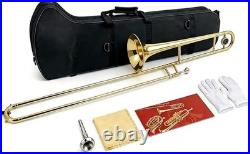 Bb Tenor Slide Trombone Full Kit with Mouthpiece Gloves & Cleaner, Golden