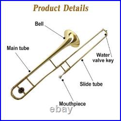 Bb Tenor Slide Trombone Full Kit with Mouthpiece Gloves & Cleaner, Golden
