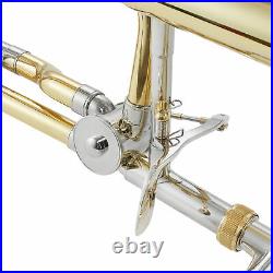 Bb Tenor Trombone with F Trigger, Gold Lacquer Finish, Brass Band Instrument, Case