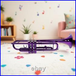Bb Trumpet Beginner Kit Purple Lacquer Yellow Brass Mouthpiece Hardshell Case