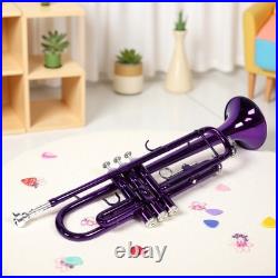 Bb Trumpet Beginner Kit Purple Lacquer Yellow Brass Mouthpiece Hardshell Case