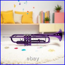 Bb Trumpet Beginner Kit Purple Lacquer Yellow Brass Mouthpiece Hardshell Case