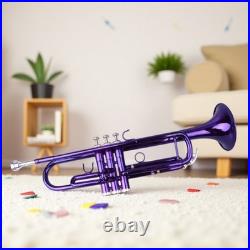 Bb Trumpet Beginner Kit Purple Lacquer Yellow Brass Mouthpiece Hardshell Case