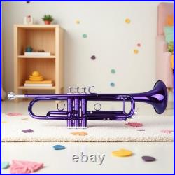 Bb Trumpet Beginner Kit Purple Lacquer Yellow Brass Mouthpiece Hardshell Case
