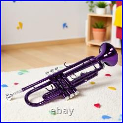 Bb Trumpet Beginner Kit Purple Lacquer Yellow Brass Mouthpiece Hardshell Case