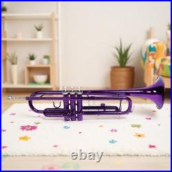 Bb Trumpet Beginner Kit Purple Lacquer Yellow Brass Mouthpiece Hardshell Case