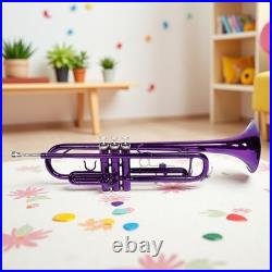 Bb Trumpet Beginner Kit Purple Lacquer Yellow Brass Mouthpiece Hardshell Case