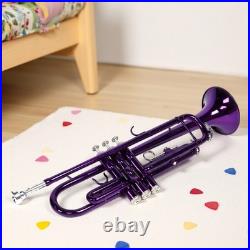 Bb Trumpet Beginner Kit Purple Lacquer Yellow Brass Mouthpiece Hardshell Case